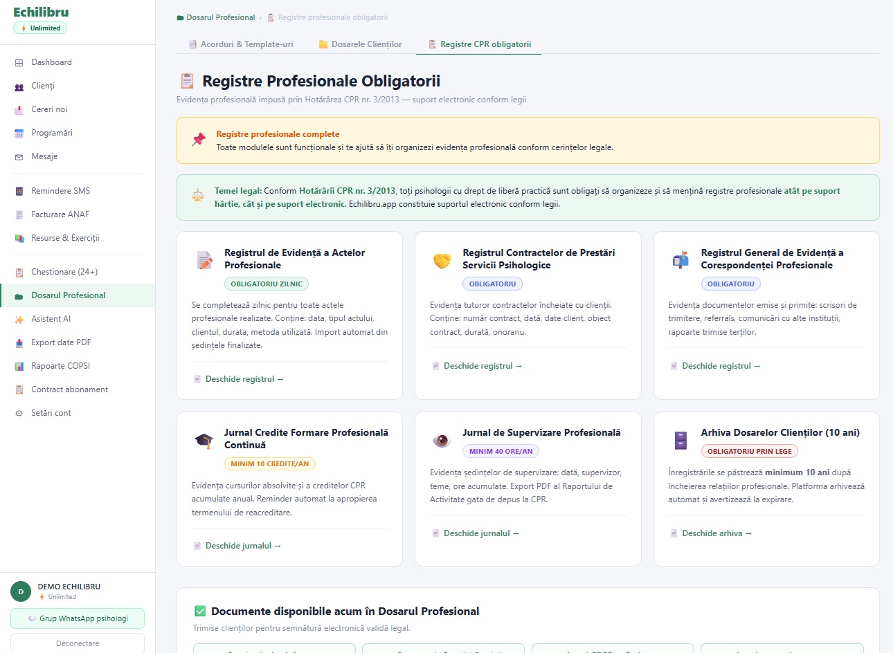 Registre CPR Obligatorii