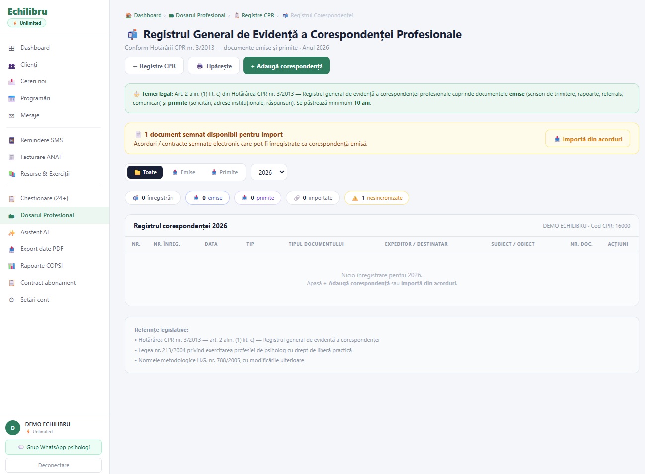 Registrul Corespondenței