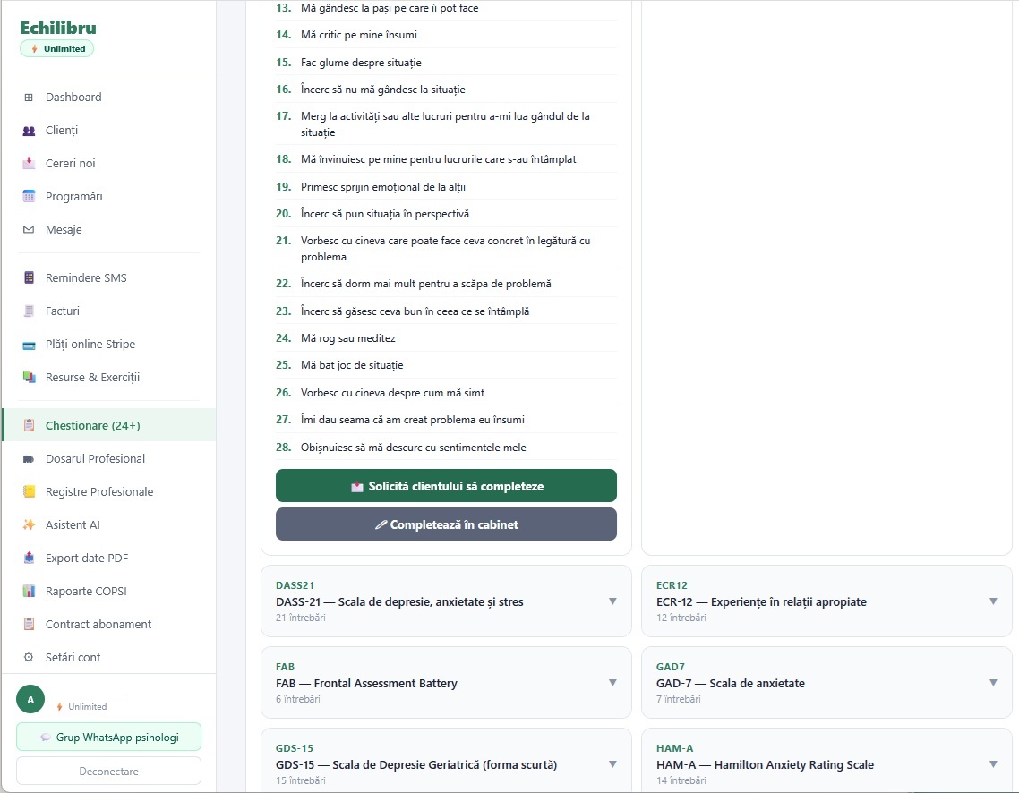 Trimitere online sau completare la cabinet